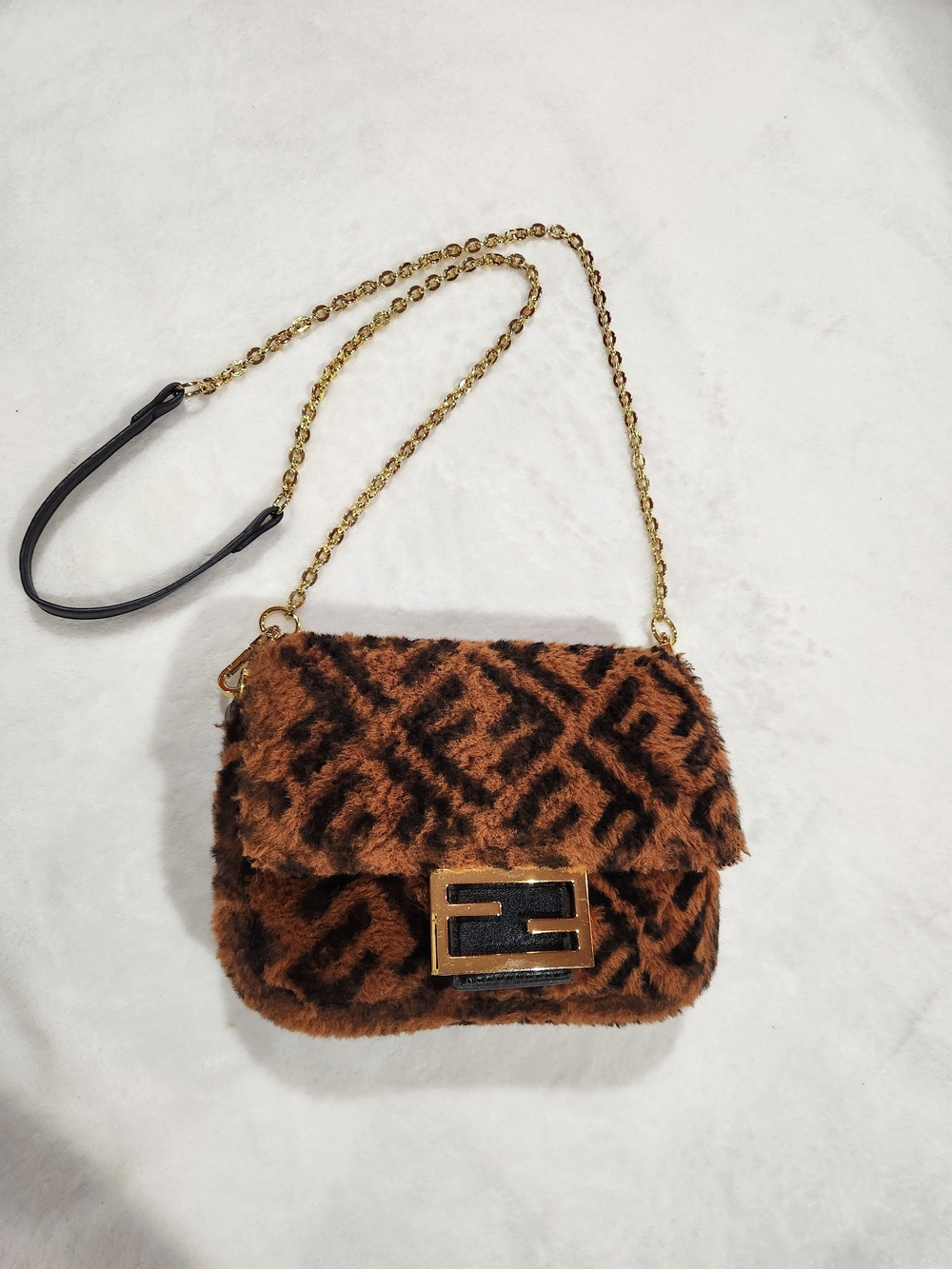 Fendi Baguette Shearling Mini Bag, Crossbody